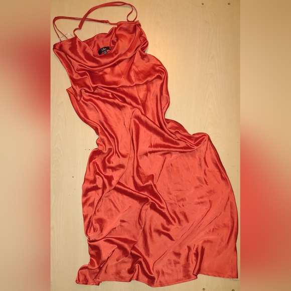 Debut Moment Red Satin Cowl Backless Maxi Dress - Picture 3 of 3